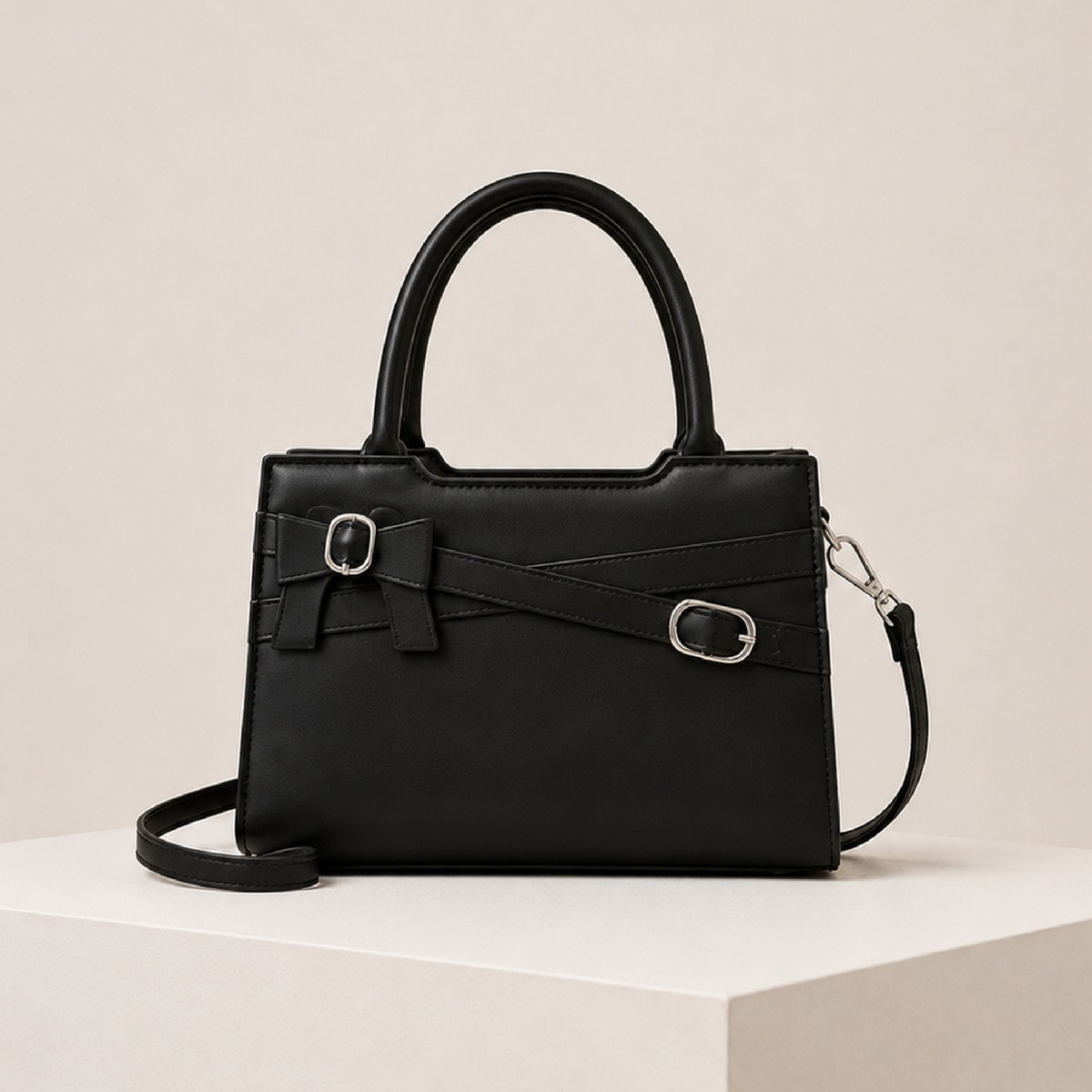 Bow-Detail Mini Satchel – Black