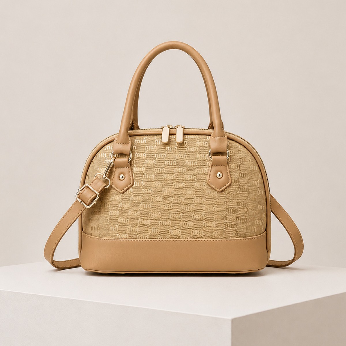 Monogram Dome Satchel – Camel