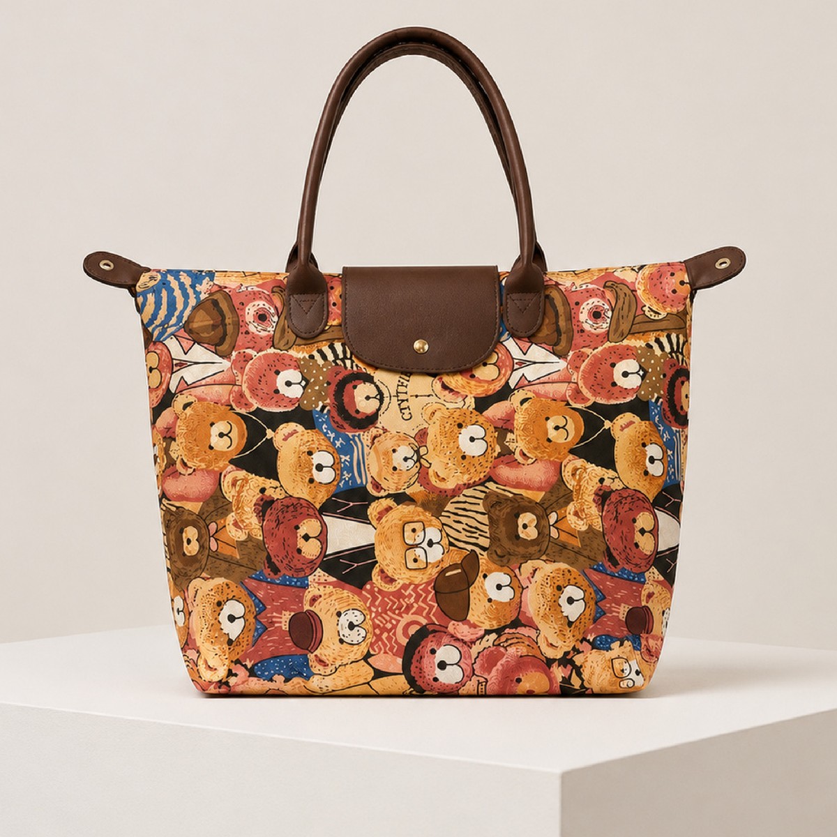 Printed Foldable Tote – Printed Ivory